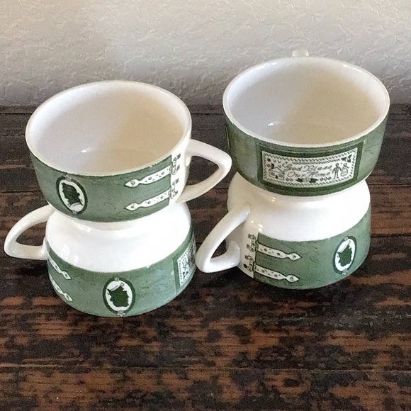 1950s Vintage Colonial Homestead Tea Cups, Green - Picture 4 of 5